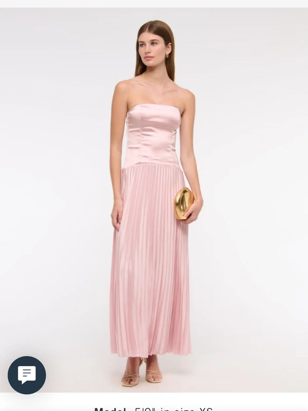 Abercrombie & Fitch Strapless Pleated Maxi Dress - Light Pink - Picture 1 of 3